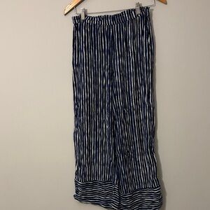 Studio Navy and White Striped Wide Leg Pants